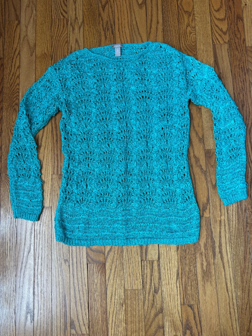 Chico’s Women's Teal Knit Sweater Size 2 (12/L)